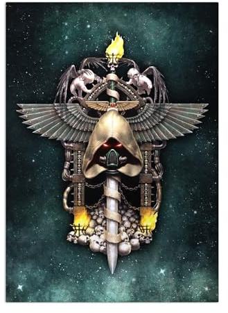 Displate Offiziell Warhammer MetallPoster Magnetische Befestigung Inklusive Lizenziert Bilder Hochwertiges Poster Warhammer 40,000 Emblems - Dark Angels 2 Poster 45 cm x 32 cm