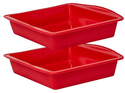 saphe 8 inch Silicone Square Cake Pan Nonstick Silicone Cake Molds, Brownie baking molds for Brownie, Cake, Bread, Pie and Lasagna 2 packs