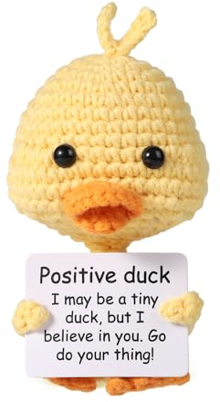 BOXOB Mini Ente Gehäkelt, 10cm Kreative Wolle Tasche Gestrickte Ente Puppe mit Karte Niedlich Gehäkelte Kleine Gestricktes Entenspielzeug Ente Als Geburtstagsgeschenk Party Dekoration Ermutigung