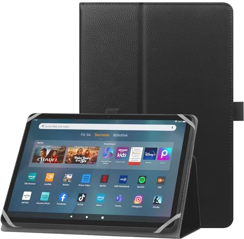 HoYiXi Custodia universale per 9-10.1 pollici Tablet Compatibile Fire HD 10 e Fire HD 10 Plus con Supporto e Cover per Cinturino da Polso per 9-10.1 Samsung Lenovo Huawei Android Tablet - Nero