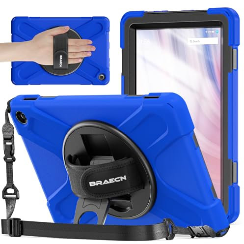 BRAECNstock Custodia per tablet Amazon Fire HD 10 di 13a generazione 2023 da 10,1 pollici, antiurto protettiva per tablet per bambini Kindle Fire HD 10 con pellicola protettiva, cinghia da polso