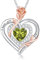 LAVUMO Halskette Damen Silber 925 Doppel Herz Rose Blume Kette Damen Geburtsstein Halsketten Muttertag Geburtstag Valentinstag Weihnachten Schmuck Geschenke Frauen Mama (Silber-Gravur-08-August)