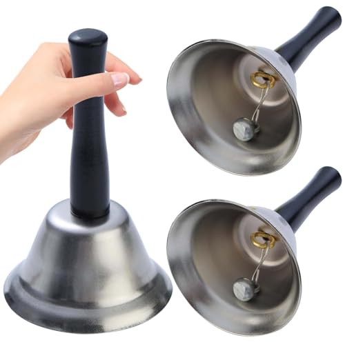 3 Stück Handglocke, Laut Tischglocke, Resturant Service Glocke, Metalltee Tischglocke, Gold überzogen Hand Glocke, Für Lagerhäuser, Schule, Restaurant, Hotel, Küche, Schiffsglocke, Empfangsbereiche