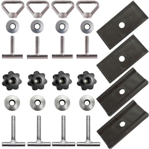 Twowinds Kit Ladungssicherung an Schiene, Fixierschrauben, Basen Unterstützung Schienensicherung, Verankerung Gütern an Schiene, Sichere Gepäckverzurrung T5 T6 California Caravelle 7h5883084c