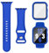 Joehwerr Kleinblue - Cinturino 3 in 1 per Apple Watch, 44 mm, con custodia e pellicola protettiva, cinturino sportivo in silicone e custodia protettiva in vetro temperato 9H, per iWatch serie