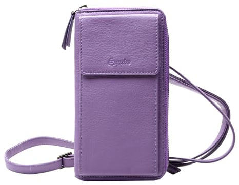 Esquire Leder Geldbörse Handytasche Peru Phone Wallet Bag Lilac Flieder