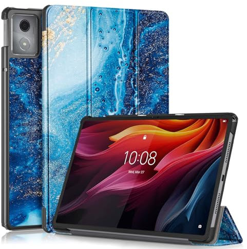 XFDSFDL® Étui pour Lenovo Tab K11 Plus TB-352FU (11,45 Pouces) Ultra Mince PU Cuir Housse Flip Coque Azur Motif avec Supports et Veille/Réveil Automatique Protection Cas 02