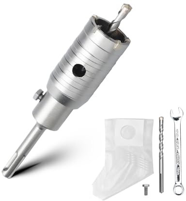 Kit couronne de forage 45 mm avec adaptateur SDS plus de 110 mm et foret de centrage de 8 x 110 mm, couronne de forage pour maçonnerie et béton