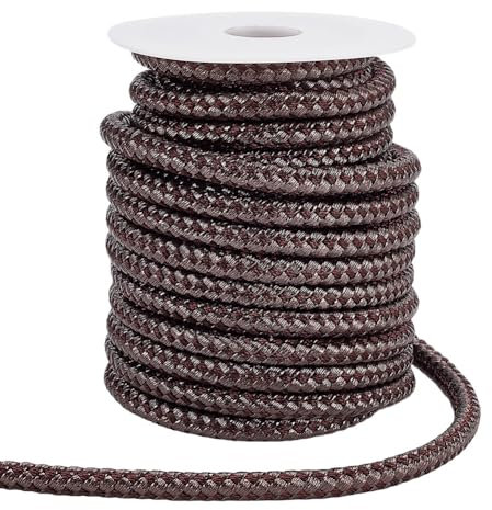HOBBIESAY Cordon Tressé en Similicuir PU Marron Coco de 7.5mm de Large Cordons en Cuir Ronds pour Projets D'Artisanat de Bricolage Vêtements Colliers pour Compagnie Cordes de Traction Ceintures