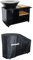 sweeek - Brasero Barbecue Ø80cm. Grille de Cuisson. Stockage Bois. Coloris Noir + Housse de Protection. L 138 x P 82 x H 114 cm