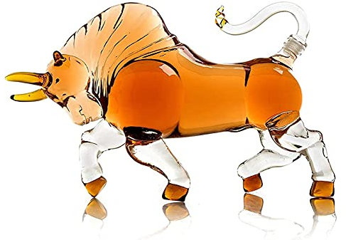 DEFBOW Glass decanter Animal Whiskey Decanter Bull ModelinPersonalized Animal Red Wine Carafe, Hand Blown Crystal Glass Decanter