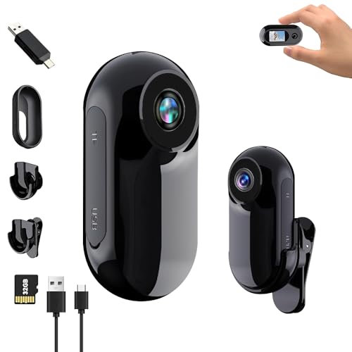 XPJBKC Mini Action Cam, 360° Actionkamera mit 32 GB Speicherkarte, 1080P Magnetische Helmkamera, Action Kamera mit Multifunctional Accessories, Motorrad Bodycam, Outdoor Sport Kamera mit Bildschirm