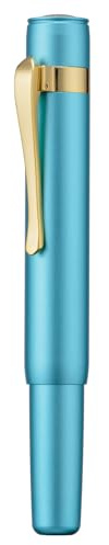 Hongdian M2 Black Forest Mini Fountain Pen, Medium Soft Nib & Sleek Shape Aluminium Short Pocket Travel Pen (Lake Blue)