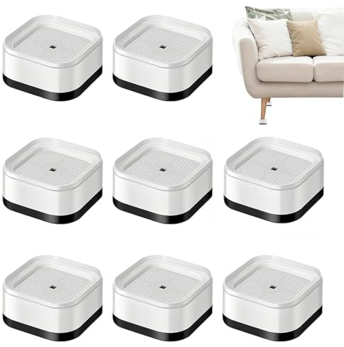 PHMING 8 Pièces Rehausseur Meuble 3.5cm, Empilable Rehausseur Pieds de Lit | Rehausseurs de Meubles Antidérapant, Diamètre Intérieur 5 cm, pour Chaises, Canapés, Machines à Laver (Blanc)