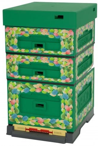 LYSON Bienenbeute Styropor Dadantbeute Dadant Blatt Beute OPTIMA Bienenstock-Set (DUNKELGRÜN mit Aufdruck BLÄTTER) für die Selbstmontage (Passende Rahmen:47×43,5x30cm;47×43,5x14,5cm)