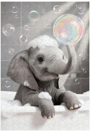 Ulord 300 Teile Puzzle für Erwachsene Elefanten Puzzles 38x26 cm | Beim Schaumbad Baden Puzzle für Erwachsene und Kinder Heimdekoration Geburtstagsparty Geschenk Spielzeug