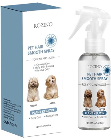 Dog Cat Hair Spray – 100ml Pet Leave-In Conditioner, Anti Knot Anti Static | Grooming Aid, Coat Softening | Home Pet Grooming Tool For Brushing Matted Hair Stubborn Knots