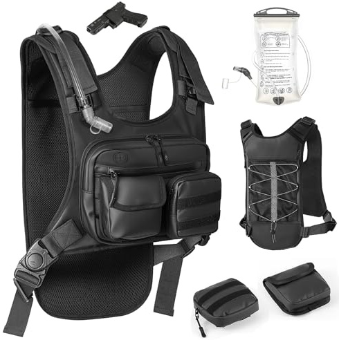 MoKo Lauf Trinkweste mit 2L Trinkblase, Leichter Hydration Vest Brusttasche mit Reflektoren