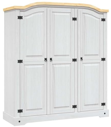 Armoire style mexicain en pin 3 portes blanc style maison de campagne rustique bois massif rangement Cette armoire de qualité supérieure de style corona mexicain dégage