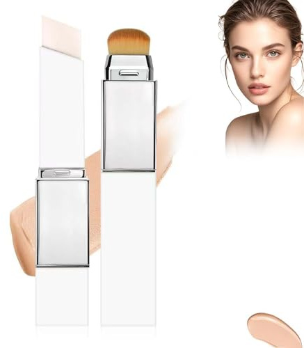 Color Changing Foundation Stick, 2 in1 Korean Foundation Make up mit Bürste, Farbwechselndes Foundation-Stick, 12 Stunden Halt und Natürlicher, Feuchtigkeitsspendender für Alle Hauttypen