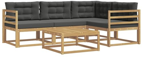 vidaXL Outdoor-Sofagarnitur 5 pcs Weiß und Anthrazit 79 x 79 x 37 cm, Akazienholz Sofa, modernes Outdoor-Möbel, stylische Sectional-Garnitur, wetterfeste Terrasse, Garten Sitzgruppe