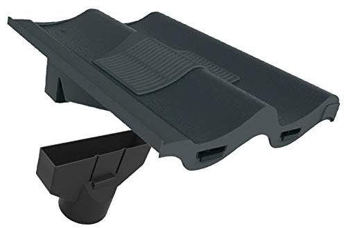 Grey Double Pantile Roof Tile Vent & Adapter, Marley Redland Russell Sandtoft