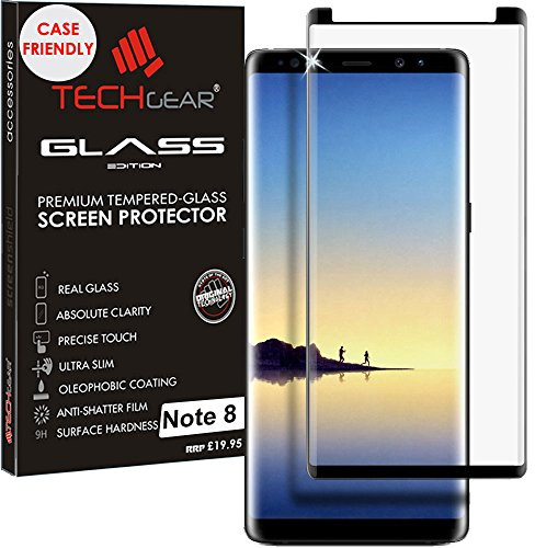 TECHGEAR Screen Protector for Galaxy Note 8 - [Case Friendly] 3D GLASS Edition Tempered Glass Screen Protector Guard Cover Compatible with Samsung Galaxy Note 8 (Black)
