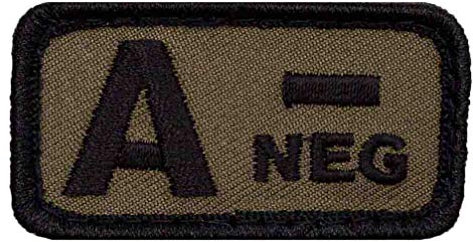 Café Viereck ® Bundeswehr Blutgruppe Patch Gestickt mit Klett - 5 cm x 3 cm (Oliv - A-)