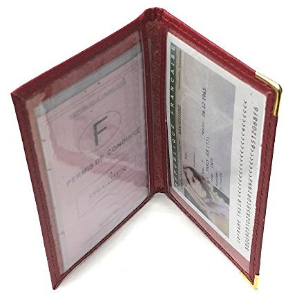 LOLUNA® - Porte Carte d'identité et permis de Conduire en Petit Format Compact, Fin et Plat, en Cuir dans Plusieurs Couleurs - Rouge