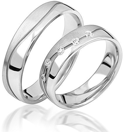 2x Platin Eheringe Partnerringe Trauringe Verlobungsringe inkl. Gravur und Steine PTJC11-950