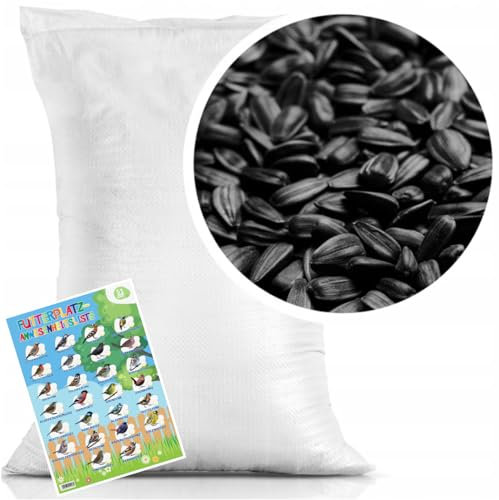 ARPON Schwarze Sonnenblumenkerne - Futter für Wildvögel - Ganzjähriges Vogelfutter - Energieriches Winterfutter für Vögel - Made in EU
