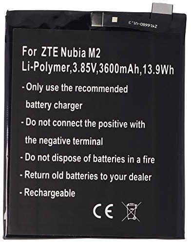 Akku kompatibel mit ZTE Nubia M2, Li-Polymer, 3,85V, 3600mAh, 13,9Wh, Built-in, ohne Werkzeug