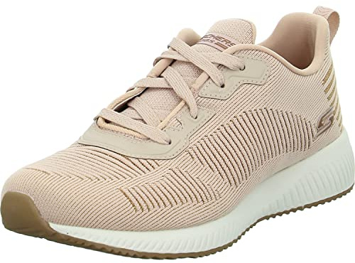 Skechers Damen Bobs Squad Glam League Sneaker, Blush Engineered Knit Rose Gold Trim, 35.5 EU