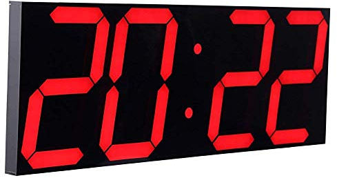 CHKOSDA LED Uhr Digitale Uhr Große Wanduhr mit 18-Zoll-LED-Anzeige, Countdown-Uhr mit 8 einstellbaren Helligkeiten, 16 Alarm einstellen, 12/24-Stunden-Anzeige, Temperatur- und Kalenderanzeige(Rot)