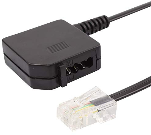 ecabo Analog Splitter/Adapter – Telefonkabel/Netzwerkkabel – RJ45 auf TAE-U – Wester-Stecker/Buchse Universal – 4-adrig – für Router, Modem, Fax, Telefon, Fritzbox – schwarz – 0,2m