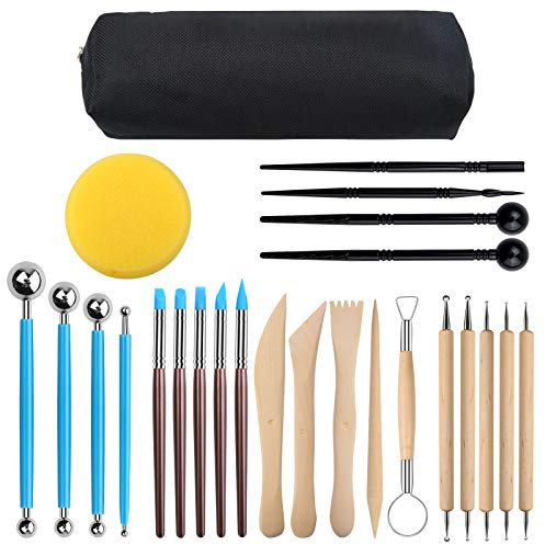 Viesap Attrezzi Ceramica, 25 Pezzi Strumenti Di Ceramica, Attrezzi Scultura Attrezzi Scultura Argilla Strumenti Di Argilla Polimerica Polymer Clay Tools Ceramiche Di Attrezzi Sculpting Tool Con Borsa.