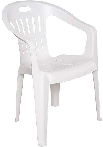 Dmora - Gartenstühle Bisceglie, Gartensitz, Für drinnen und draußen, Mit Armlehnen und stapelbar, Made in Italy, 56x55 h78 cm, Weiß