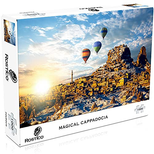 Rostico 1000 Piece Jigsaw Puzzle - Brain Teaser Game for Adults & Children - Clear Landscape Print - Thick & Durable Puzzle Board - Fun Magical Cappadocia - 70x50cm