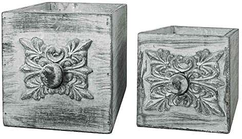 zeitzone Schublade zum Bepflanzen 2 Stück Pflanzschublade Holz Blumentopf Set Grau