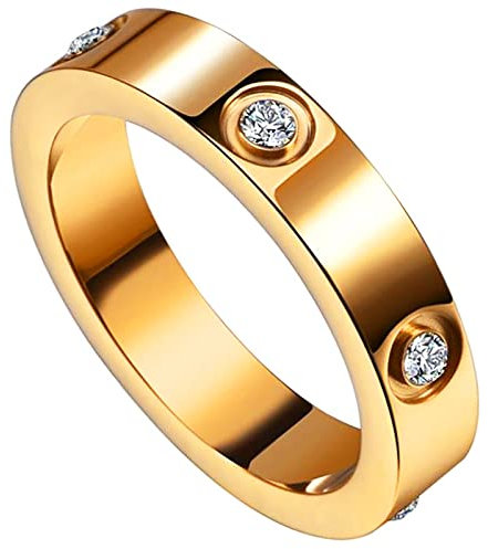 Gleamart Bague d'amitié en acier inoxydable avec oxyde de zirconium pour femme, Acier inoxydable