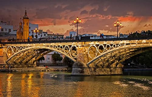 LHJOYSP Puzzel Erwachsenen 1000 Teile City River Isabella II Bridge, Sevilla, Spanien 75x50cm