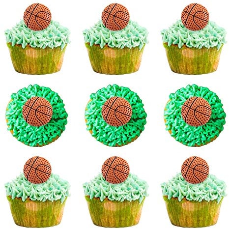20Pcs Basketball Cupcake Toppers Resin Sports Ball Cupcake Toppers for Boys Kids Men Birthday Favors Sports Theme Party Decorations Supplies
