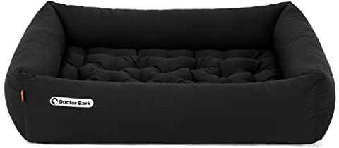 Doctor Bark Hundebett Orthopädisch - Waschbar bis 95°C, Geruchsfrei & Hygienisch - Kuscheliger Hundekorb Mittelgroße Hunde mit Hundematratze (L - 90x80 cm, Schwarz)