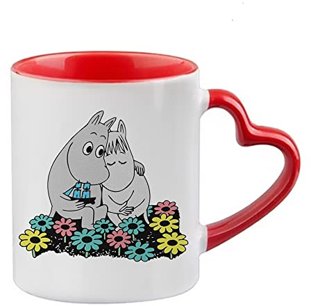 Giftme Sweet hippoLove Birthday, Valentines Day, Christmas Coffee Tea Mug 11oz Heart Handle Ceramic Mug. (Red)