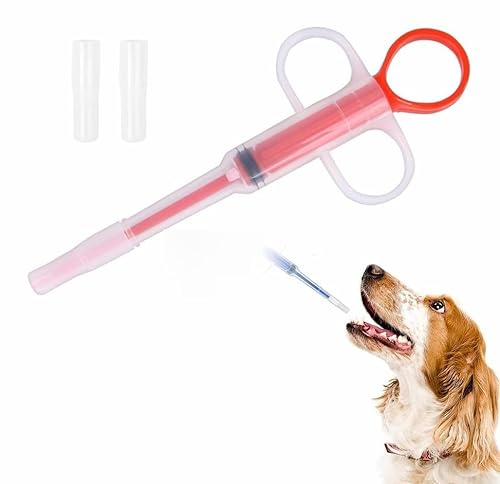 TUKNN Alimentador Medicamentos Jeringas, Dispensador de Medicamentos Pastilla para Mascotas, Jeringa de Silicona para Mascotas, con Punta Suave, para Pequeñas Mascotas Perros Gatos, Rojo
