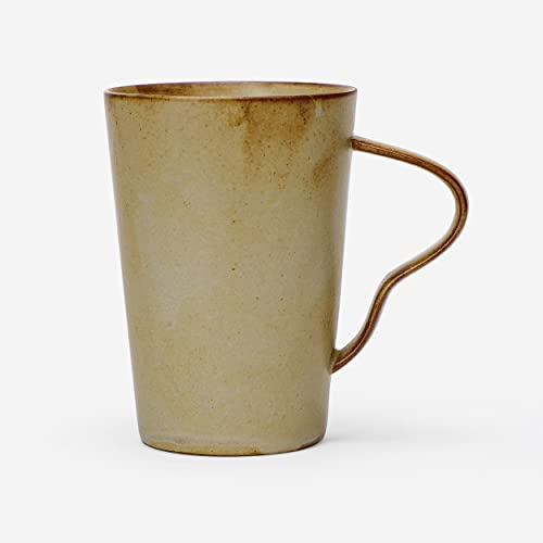 globe faith Small Chic Pottery Espresso Coffee Mug, Rustic Handmade Clay Tea Cup for Home and Office with Easy Grip Unique Handle, Dishwasher& Microwave safe, Matte Craft Glaze, Earthy Yellow 9oz