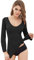 Damen Thermounterwäsche Oberteil Thermo Langarmshirt Schwarz Longsleeve V-Ausschnitt Langärmeliges Warm Unterhemd Langarm Thermoshirt Funktionsunterwäsche T-Shirt Unterwäsche Frauen Base Layer