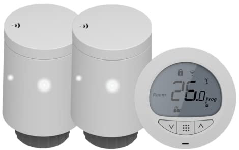 Thermostat-Heizkörperventile, 2 Stück, intelligentes drahtloses Thermostat, intelligente digitale Anzeige, Temperaturregelventil für Zigbee