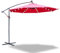 Joparri Ombrellone parasole a LED in alluminio, colore rosso Ø 350 cm, con manovella, ombrellone con supporto, protezione solare dai raggi UV, in alluminio, per mercato, impermeabile