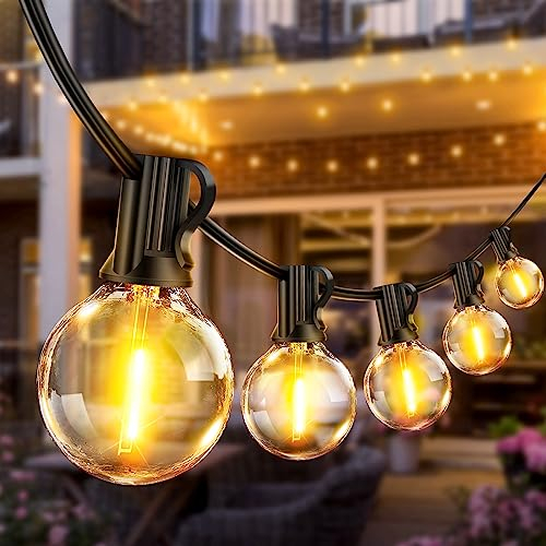 Outdoor Festoon Lights Mains Powered -150ft LED Garden String Light 45M Dimmable Timer Waterproof G40 Bulbs Hanging Patio Lighting with Remote Control for Outside Gazebo Pergola Balcony Cafe